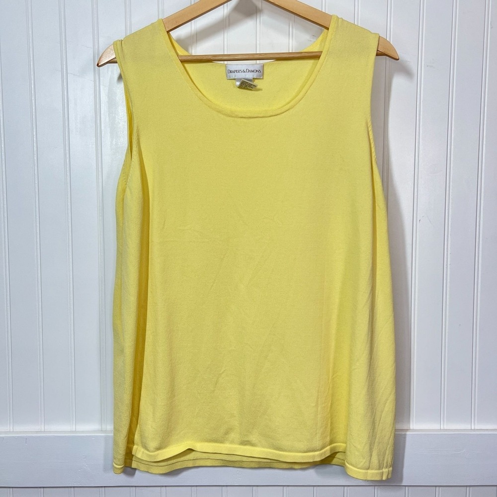 Drapers Damons Tank Butter Yellow Minimalist Sleeveless Knit Scoop Neck 1X